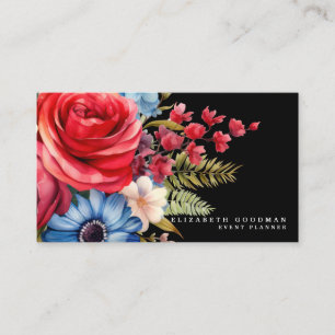 Cartes de visite florales avec drapeau américain p