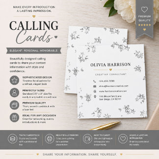 Cartes de visite florales minimalistes