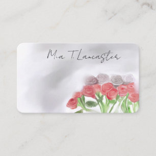 Cartes de visite florales violettes à l'aquarelle 