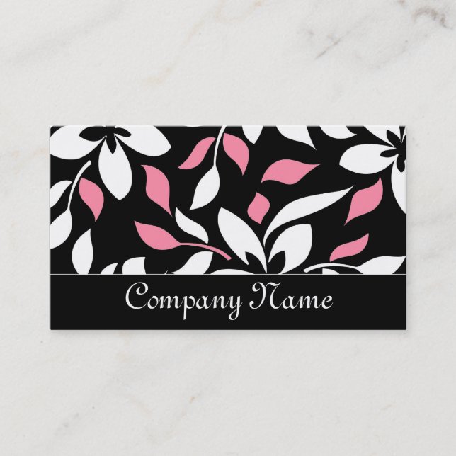 Cartes de visite floraux chics noirs/roses et (Devant)