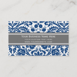 Cartes de visite floraux de damassé de gris bleu