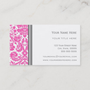 Cartes de visite floraux de damassé grise rose