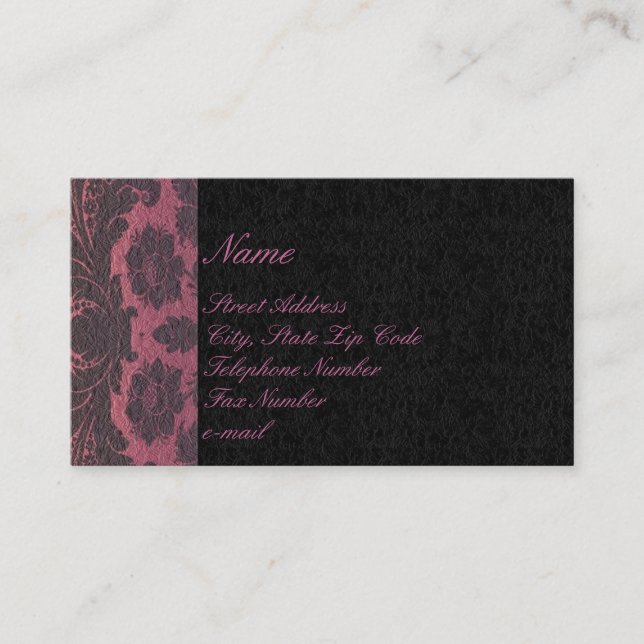 Cartes de visite floraux de dentelle noirs et (Devant)