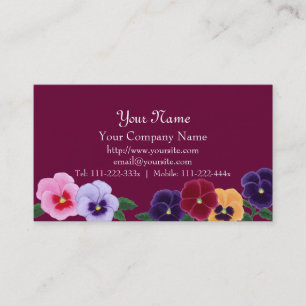 Cartes de visite floraux de pensées
