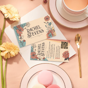 Cartes de visite floraux vintages : Elégant ton te