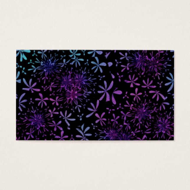 Cartes De Visite Flores pourpres de l'Aqua Retro (Devant)