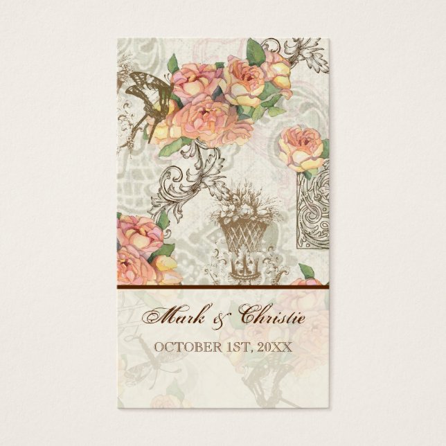 Cartes De Visite Flutterbyes 'n Mariage Rose élégant (Devant)
