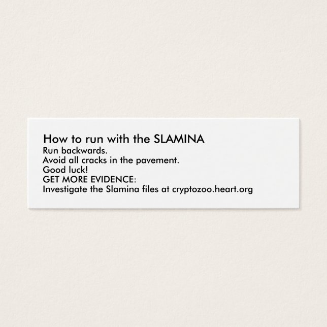 Cartes De Visite Fonctionnement avec le SLAMINA (Devant)