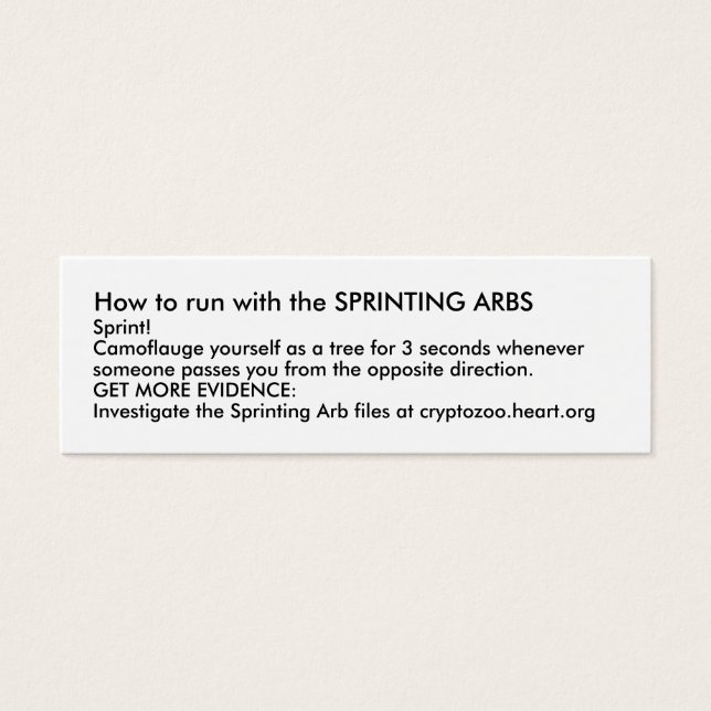 Cartes De Visite Fonctionnement avec les ARBRES SPRINTING (Devant)