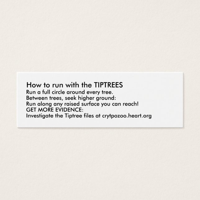 Cartes De Visite Fonctionnement avec les TIPTREES (Devant)