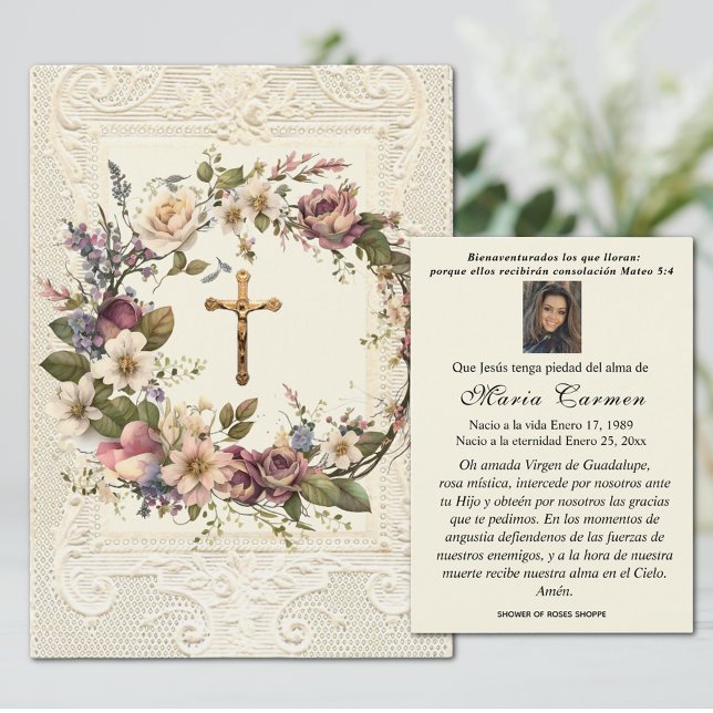 Cartes De Visite Fond religieux Crucifix Floral Wreath (Créateur téléchargé)