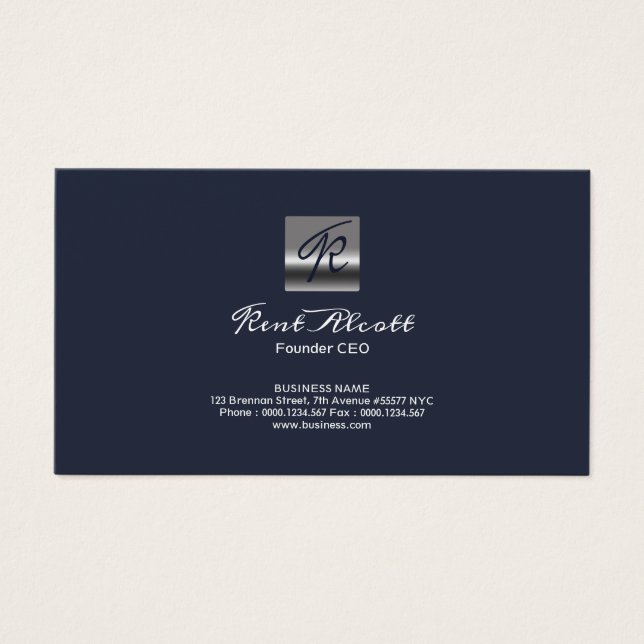 Cartes De Visite Fondateur de Professional Simple Blue Monogram (Devant)