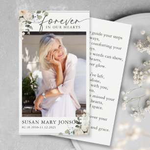 Cartes De Visite Forever In our Heart Funeral Memorial Prayer Card