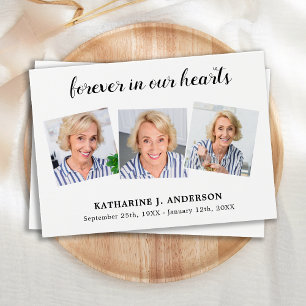 Cartes De Visite Forever In Our Hearts 3 Photo Funeral Prayer Card