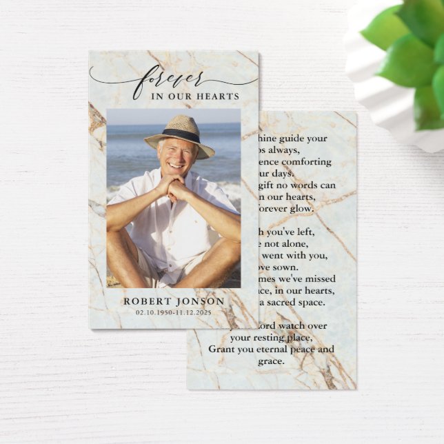 Cartes De Visite Forever In our Hearts Funeral Memorial Prayer Card (Bureau)