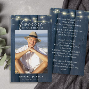 Cartes De Visite Forever In our Hearts Funeral Memorial Prayer Card