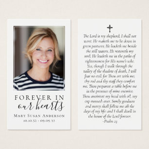 Cartes De Visite Forever in Our Hearts Photo Funeral Prayer Card