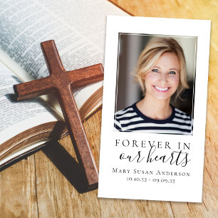 Cartes De Visite Forever in Our Hearts Photo Funeral Prayer Card