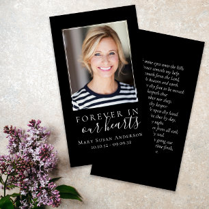 Cartes De Visite Forever in Our Hearts Photo Funeral Prayer Card