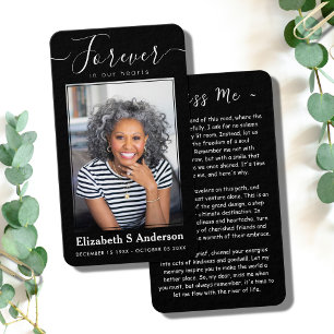 Cartes De Visite Forever in Our Hearts Photo Funeral Prayer Card