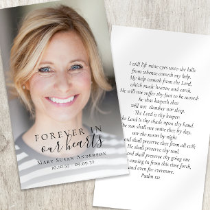 Cartes De Visite Forever in Our Hearts Photo Funeral Prayer Card