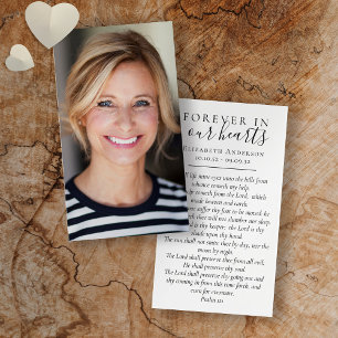 Cartes De Visite Forever in Our Hearts Photo Funeral Prayer Card