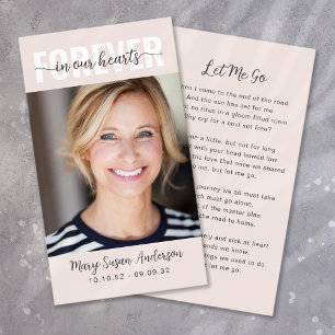 Cartes De Visite Forever in Our Hearts Photo Funeral Prayer Card