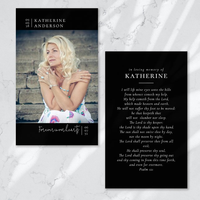 Cartes De Visite Forever in Our Hearts Photo Funeral Prayer Card (Créateur téléchargé)