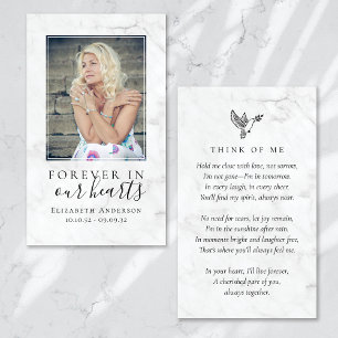 Cartes De Visite Forever in Our Hearts Photo Funeral Prayer Card