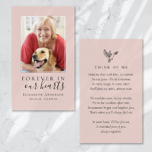 Cartes De Visite Forever in Our Hearts Photo Funeral Prayer Card