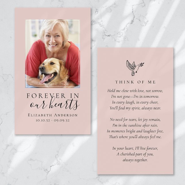 Cartes De Visite Forever in Our Hearts Photo Funeral Prayer Card (Créateur téléchargé)