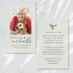 Cartes De Visite Forever in Our Hearts Photo Funeral Prayer Card