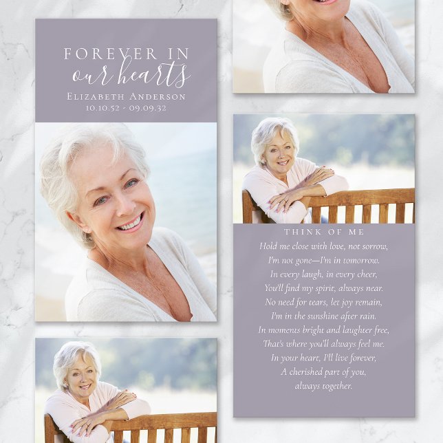 Cartes De Visite Forever in Our Hearts Photo Funeral Prayer Card (Créateur téléchargé)