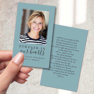 Cartes De Visite Forever in Our Hearts Photo Funeral Prayer Card