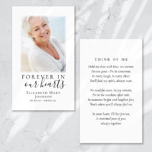 Cartes De Visite Forever in Our Hearts Photo Funeral Prayer Card