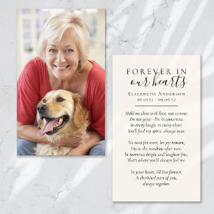 Cartes De Visite Forever in Our Hearts Photo Funeral Prayer Card