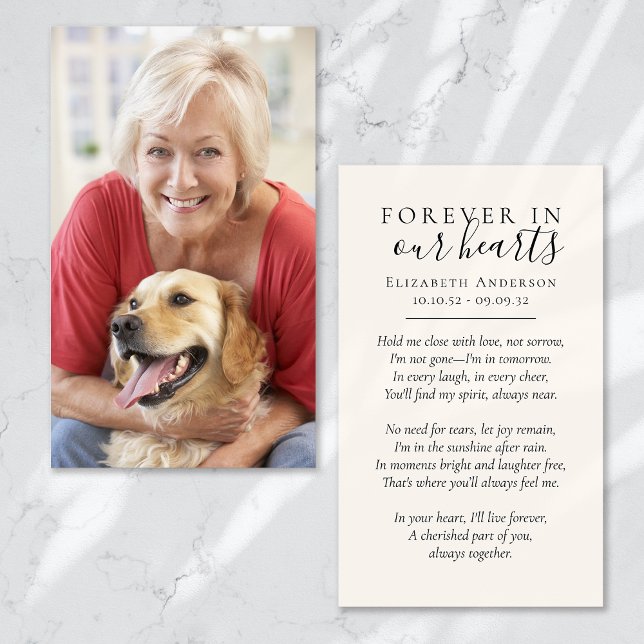 Cartes De Visite Forever in Our Hearts Photo Funeral Prayer Card (Créateur téléchargé)