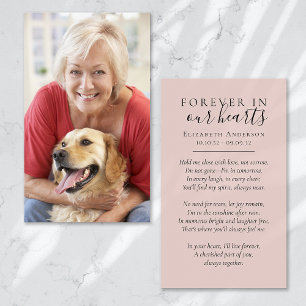 Cartes De Visite Forever in Our Hearts Photo Funeral Prayer Card