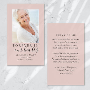 Cartes De Visite Forever in Our Hearts Photo Funeral Prayer Card