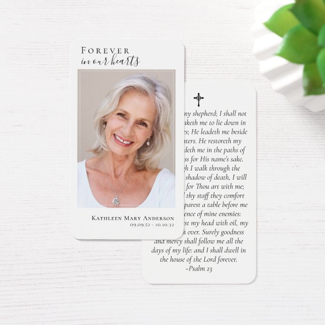 Cartes De Visite Forever in Our Hearts Photo Memorial Prayer Card (Bureau)