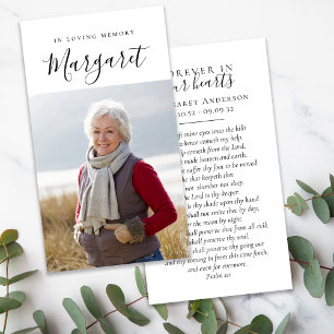 Cartes De Visite Forever in Our Hearts Script Funeral Prayer Card