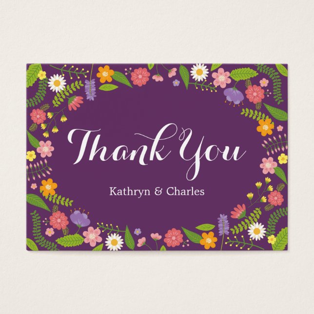 Cartes De Visite Frame Florale en fleurs Mariage rustique du jardin (Devant)
