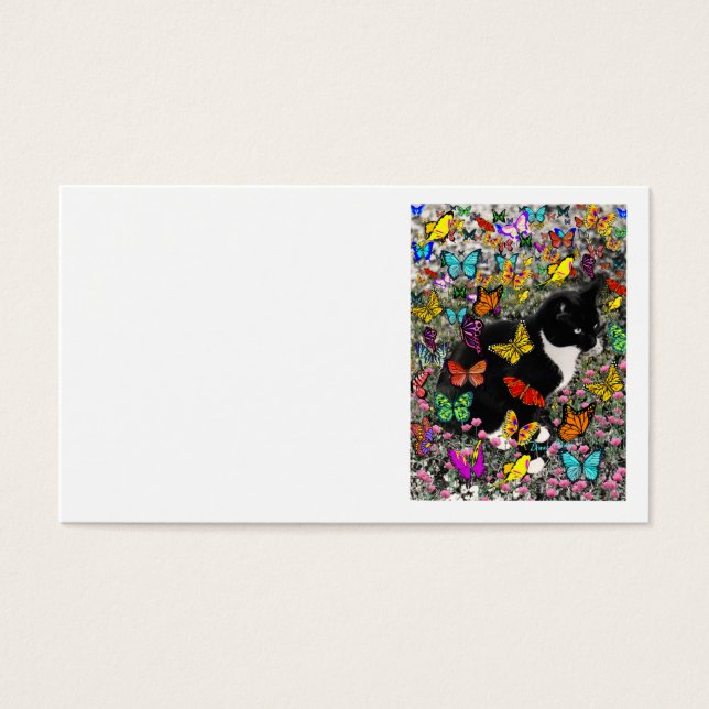 Cartes De Visite Frapules en papillons - Chat Tux noir & blanc (Devant)