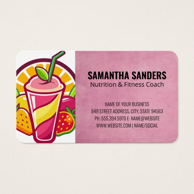 Cartes De Visite Fruit Smoothie | Health Nutrition Drinks (Devant)