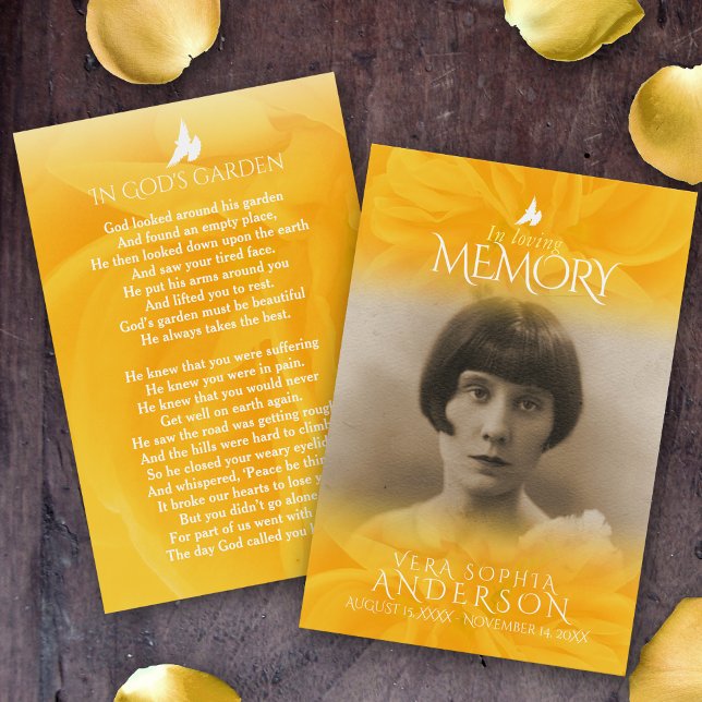 Cartes De Visite Funérailles en mémoire d'amour rose poème de prièr (Créateur téléchargé)