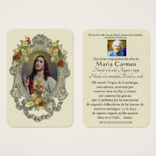 Cartes De Visite Funérailles espagnoles Sacré Coeur Jésus Prière