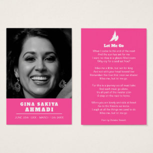 Cartes De Visite Funérailles laissez-moi aller blanc colombe prière