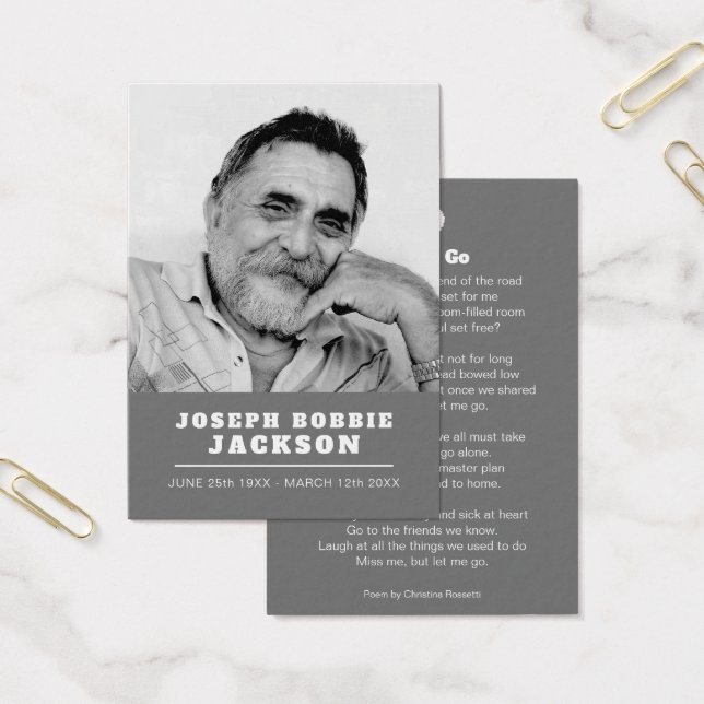 Cartes De Visite Funérailles laissez-moi aller blanc colombe prière (Bureau)