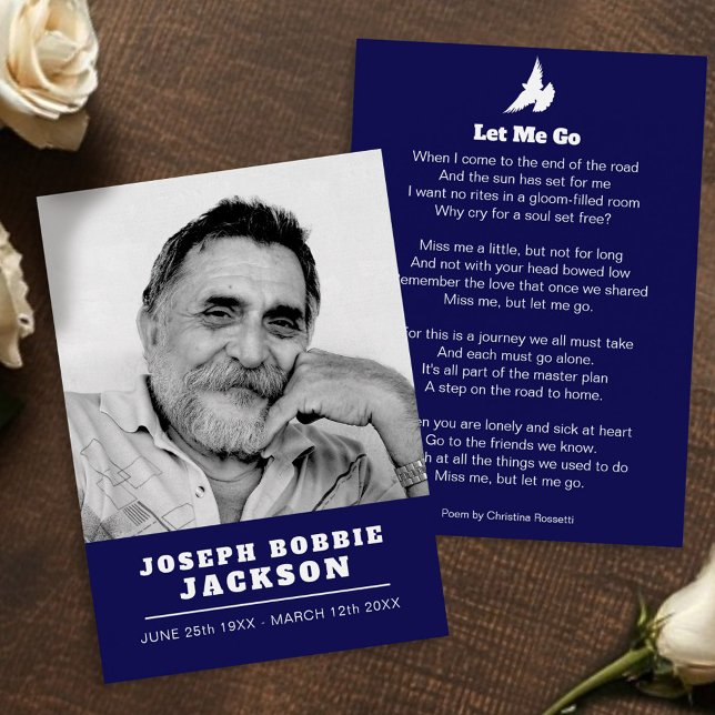 Cartes De Visite Funérailles laissez-moi aller la prière de colombe (Créateur téléchargé)