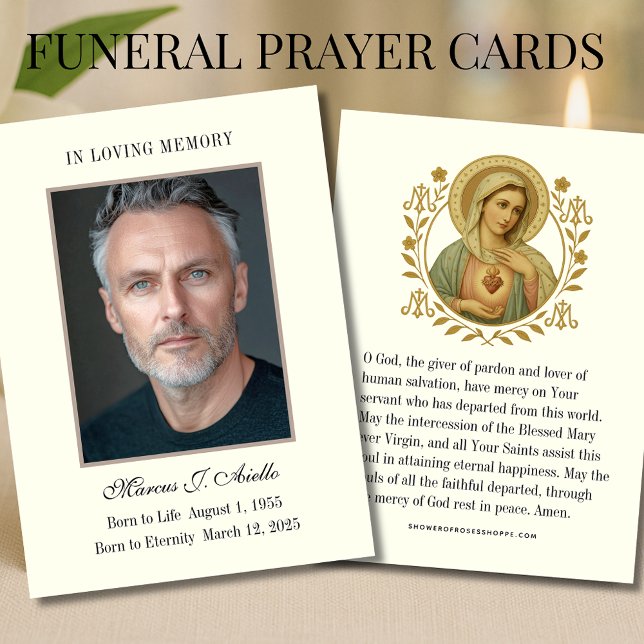 Cartes De Visite Funérailles Memorial Mary Prayer Photo (Créateur téléchargé)